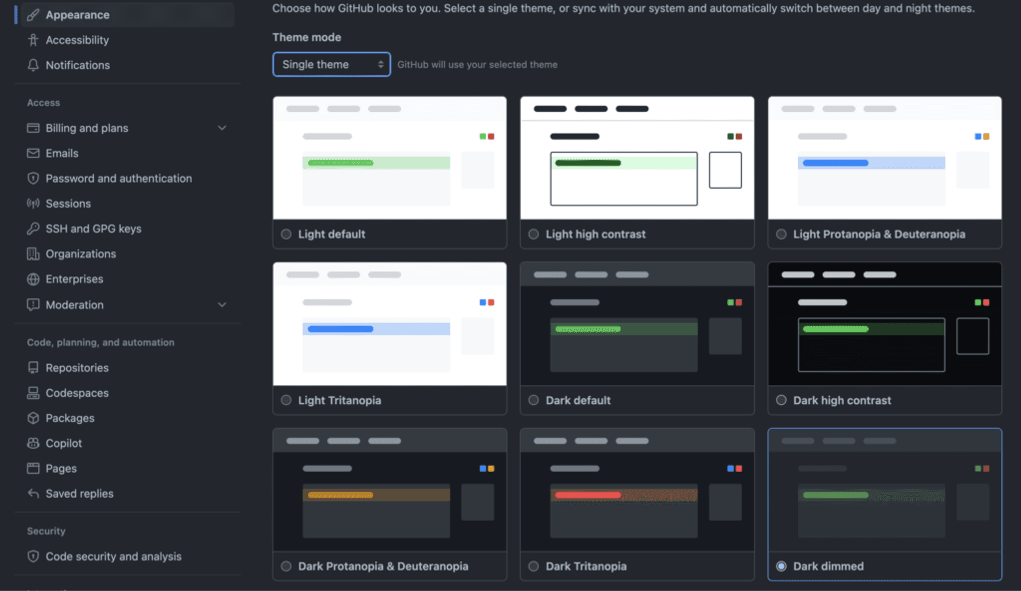 Github 깃허브 다크모드 설정